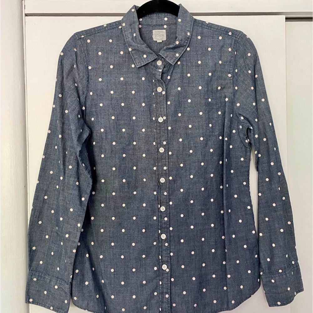 J. Crew Navy Polka Dot Shirt
